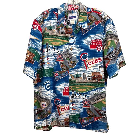 Reyn Spooner Chicago Cubs MLB Wrigley Hawaiian Shirt L Graphic Aloha Vibrant - Picture 3 of 7